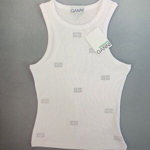 Ganni Embrellished Tank top white